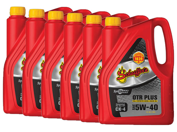 Schaeffers SynShield OTR Plus 5W-40 Full Synthetic Diesel Engine Oil, Case 6 Gallons