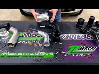(Sold Out) ZZ Diesel Aluminum Cold Side Intercooler Pipe & Boot Kit, Polished,  2011-2016 Ford 6.7L Powerstroke