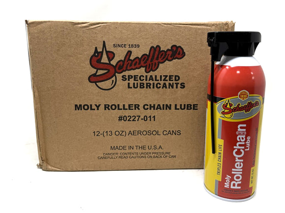 Schaeffers 0227-011S Moly Roller Chain Lube, 13oz Spray Can, Case