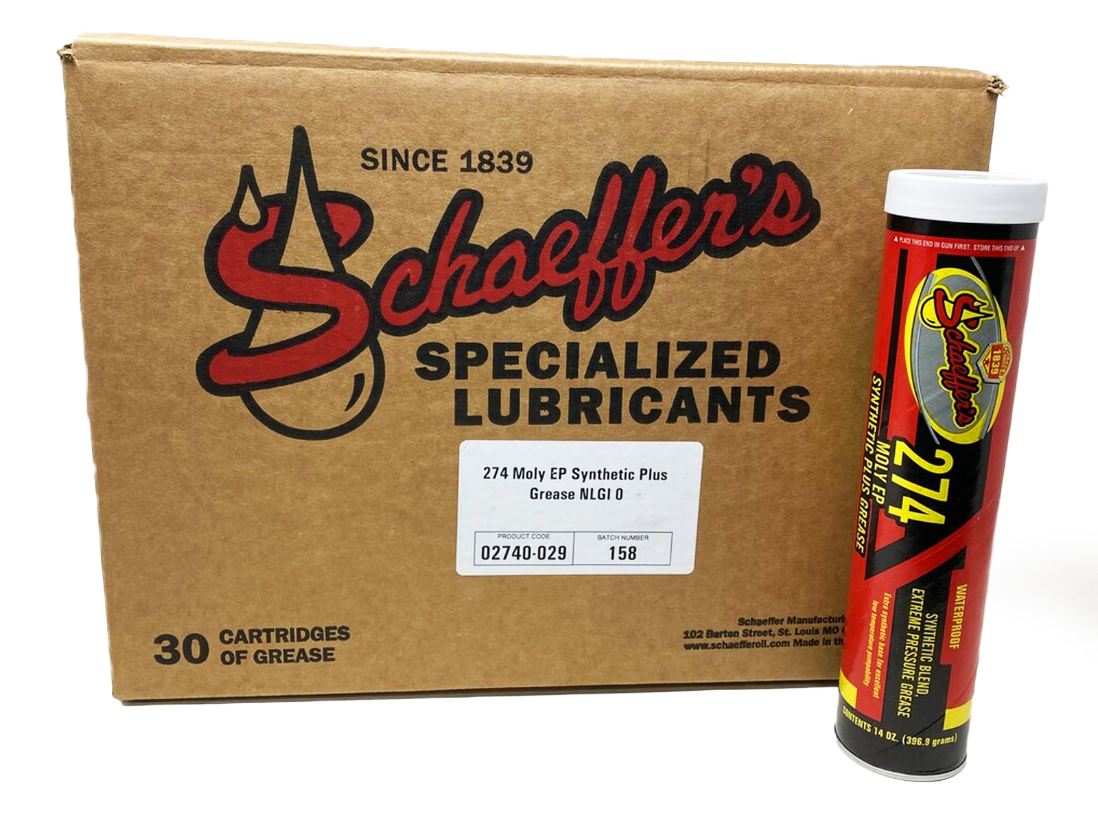 Schaeffers 02740 Moly EP Synthetic Grease NLGI #0, Case of 30 Box