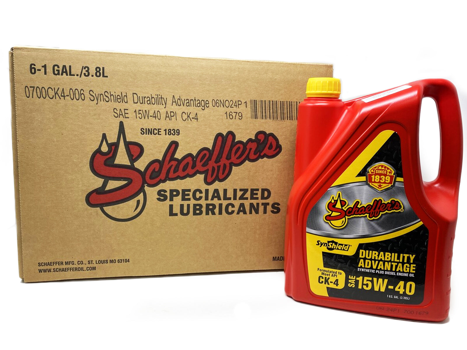 Schaeffers 700 SynShield Durability Advantage 15W-40 Diesel Oil, Case of 6 Gallons Box