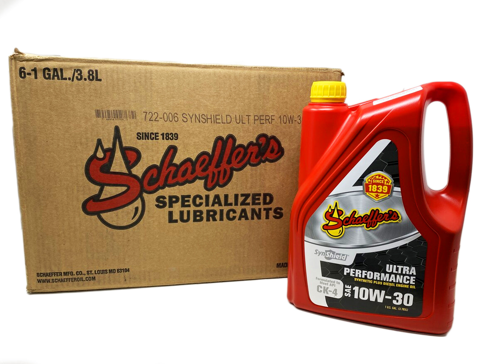 Schaeffers 0722 SynShield Ultra Performance 10W-30 Diesel Engine Oil, Case of 6 Gallons Boxes