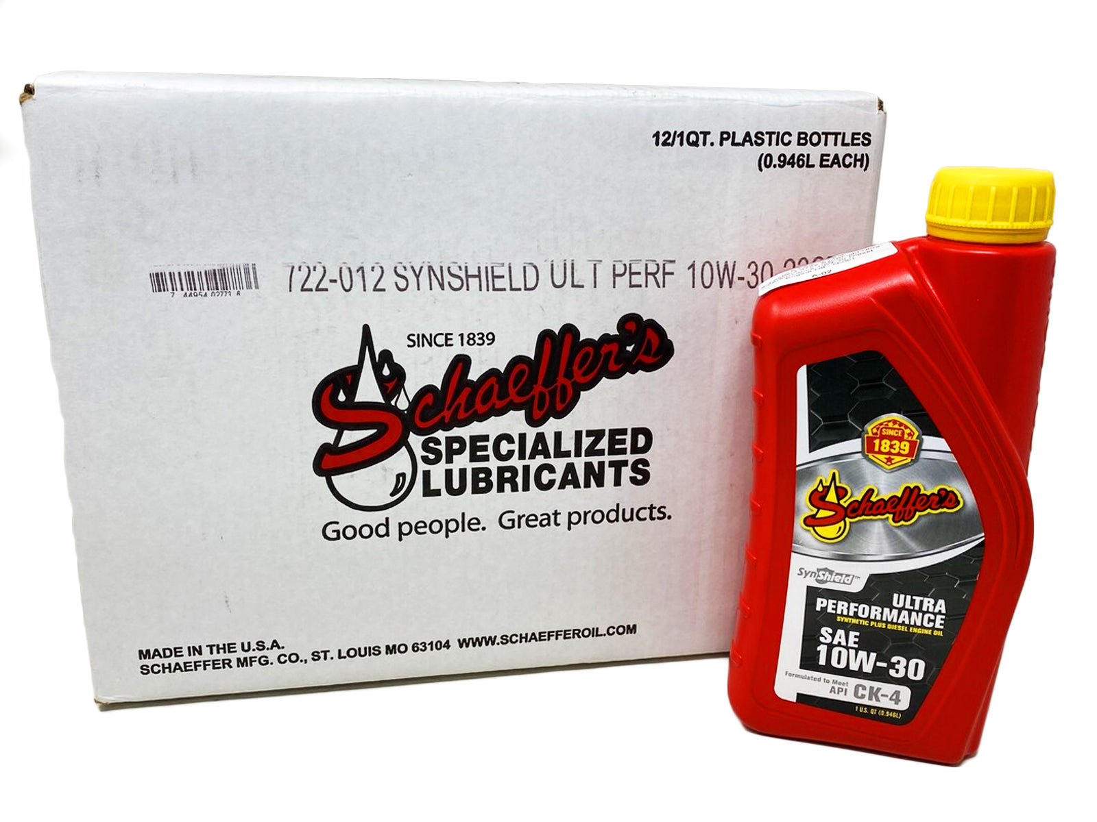 Schaeffers 0722 SynShield Ultra Performance 10W-30 Diesel Engine Oil, Case of 12 Quarts Box