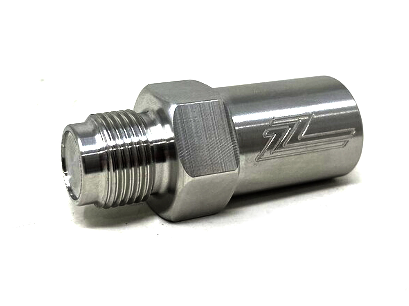 Forged Diesel Stainless Steel Fuel Rail Race Plug, 2003-2007 Dodge Ram 5.9L Cummins Logo Side