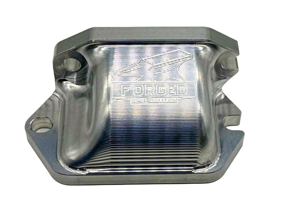 Forged Diesel Billet Engine Oil Cooler Adapter, 2001-2007, 2011-2019 GM 6.6L Duramax LB7 LLY LBZ LML L5P