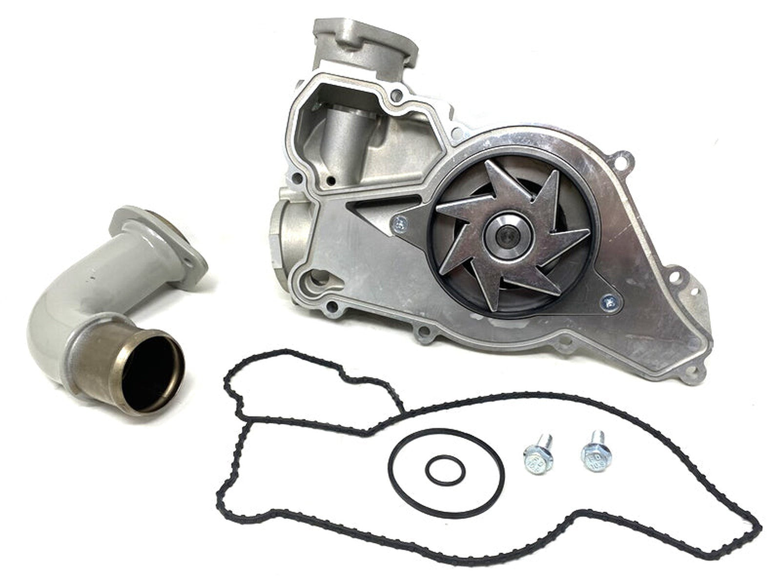 325001 Forged Diesel Water Pump, and Pipe, 1999-2003 Ford 7.3L Powerstroke