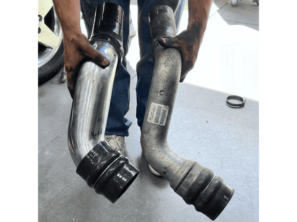 S&B Filters 83-1015 Intercooler Pipe and Boot Set, 2013-2018 Ram 6.7L Cummins, vs. oe piece