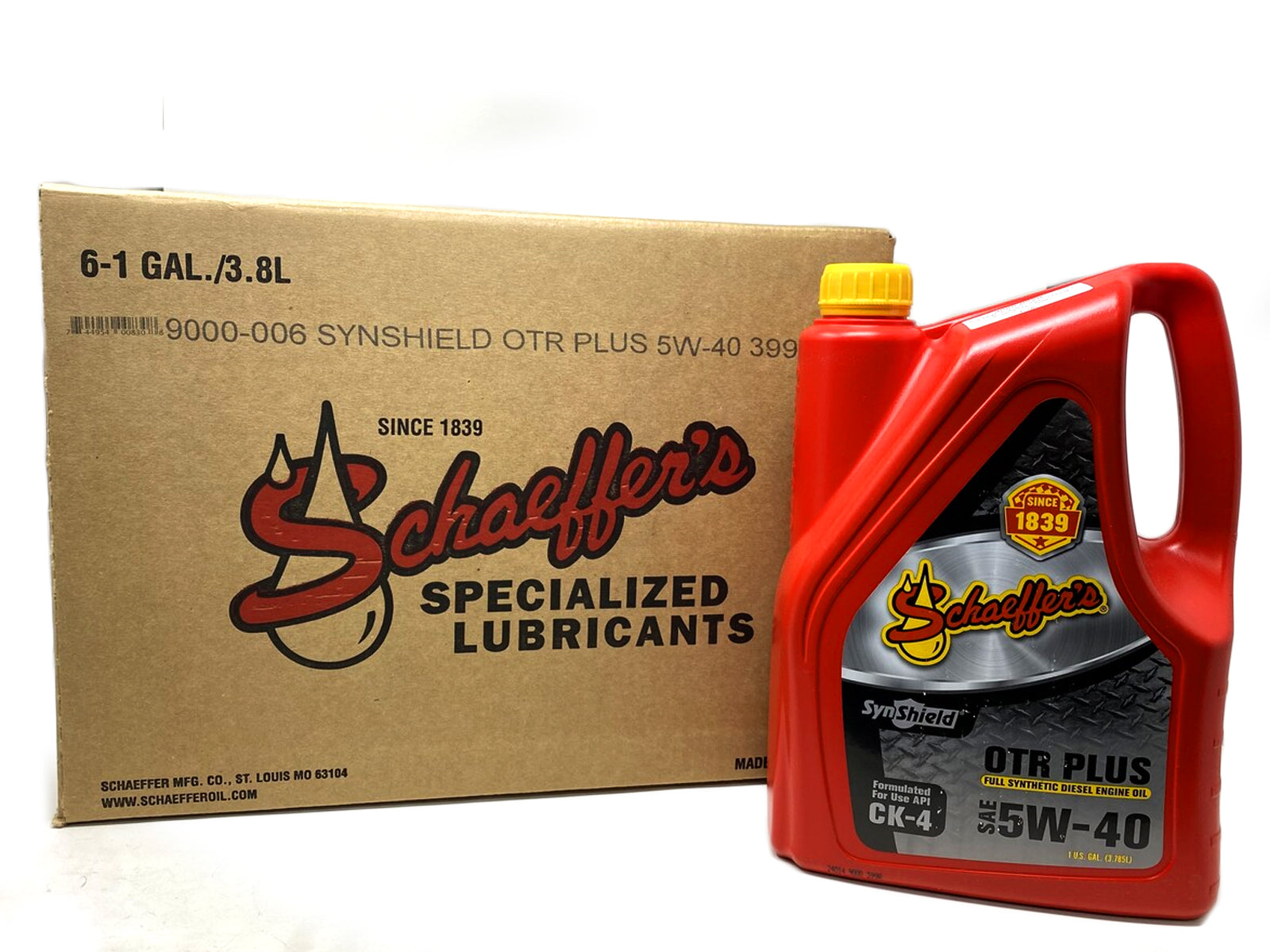 Schaeffers SynShield OTR Plus 5W-40 Full Synthetic Diesel Engine Oil, Case 6 Gallons Box