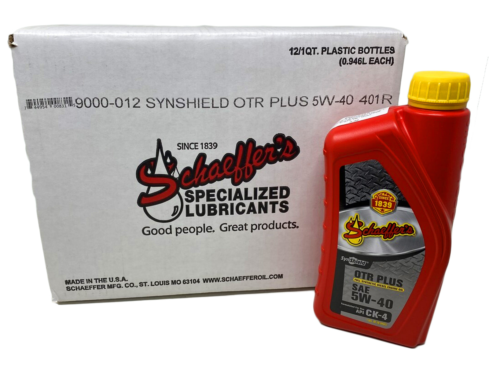 Schaeffers SynShield OTR Plus 5W-40 Full Synthetic Diesel Engine Oil, Case 12 Quarts Box