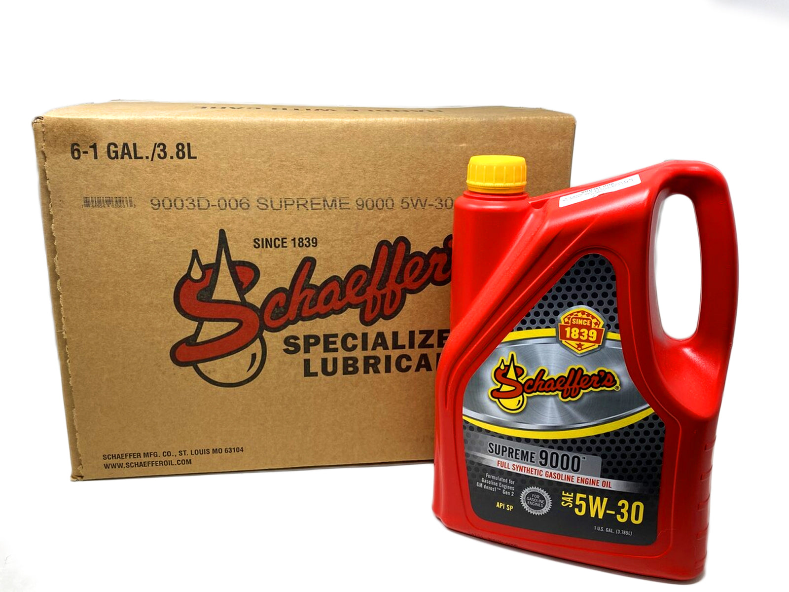 Schaeffers Supreme 9000 Full Synthetic 5W-30 Gasoline Oil, Case of 6 Gallons Box