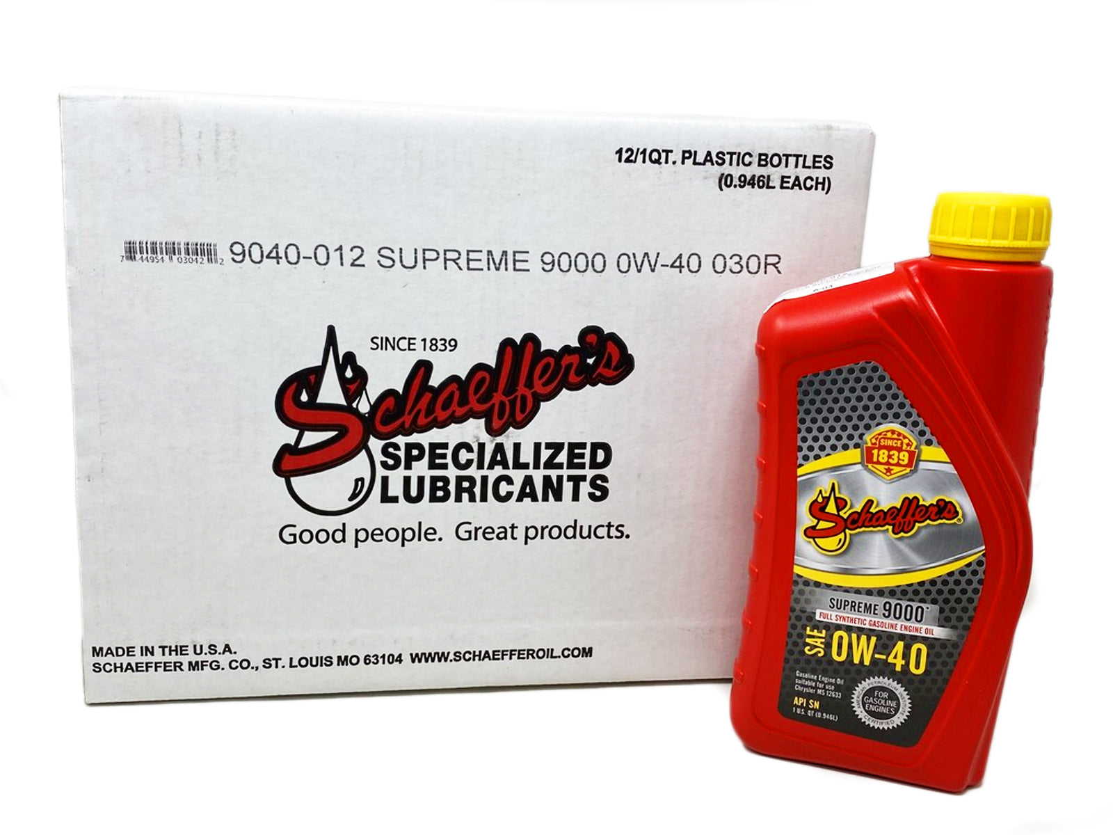 Schaeffers 9040 Supreme 9000 Full Synthetic 0W-40, Case of 12 Quarts Box