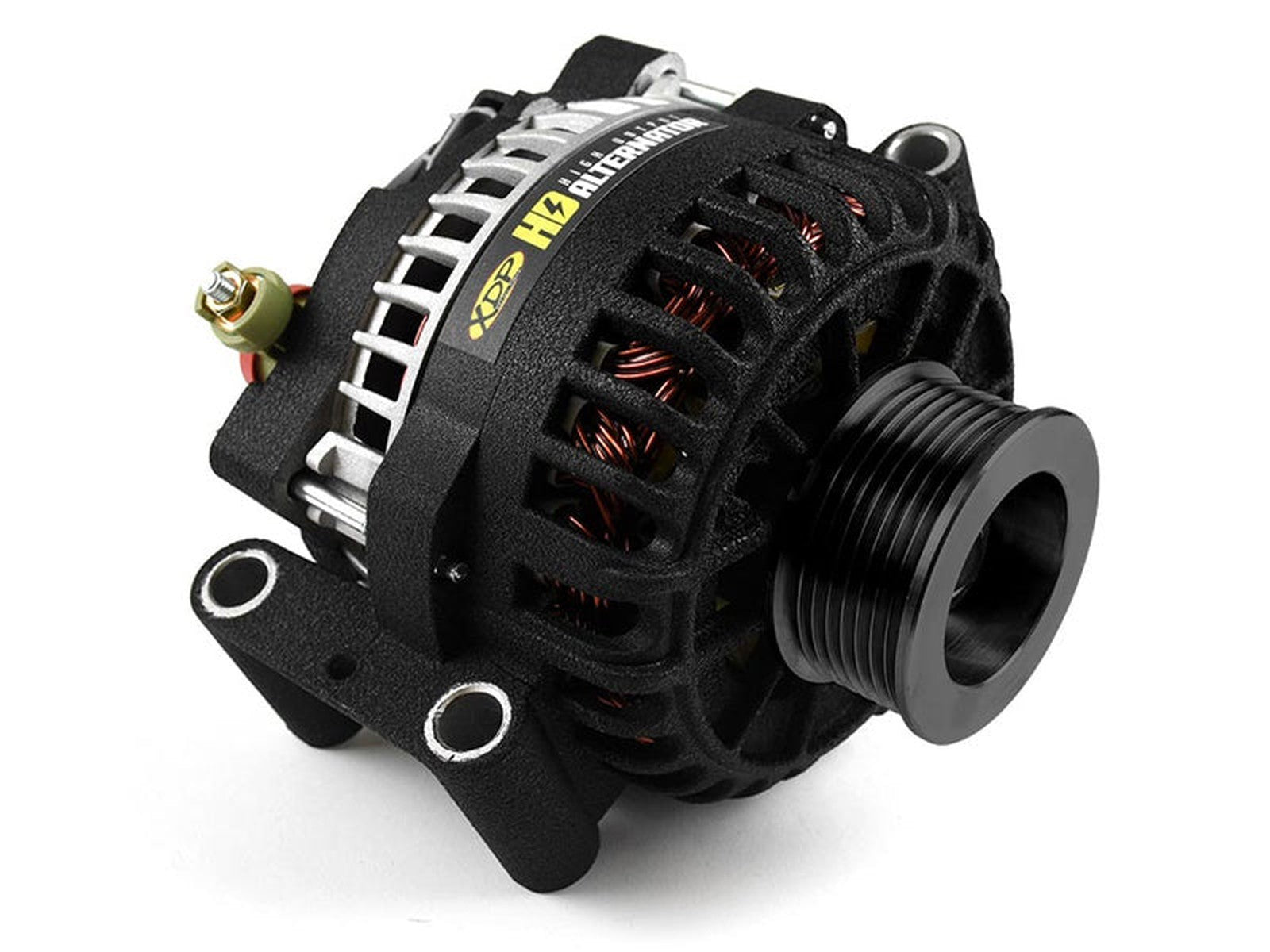 XD348 Heavy Duty High Output Alternator, Wrinkle Black, 2003-2005 Ford 6.0L Powerstroke