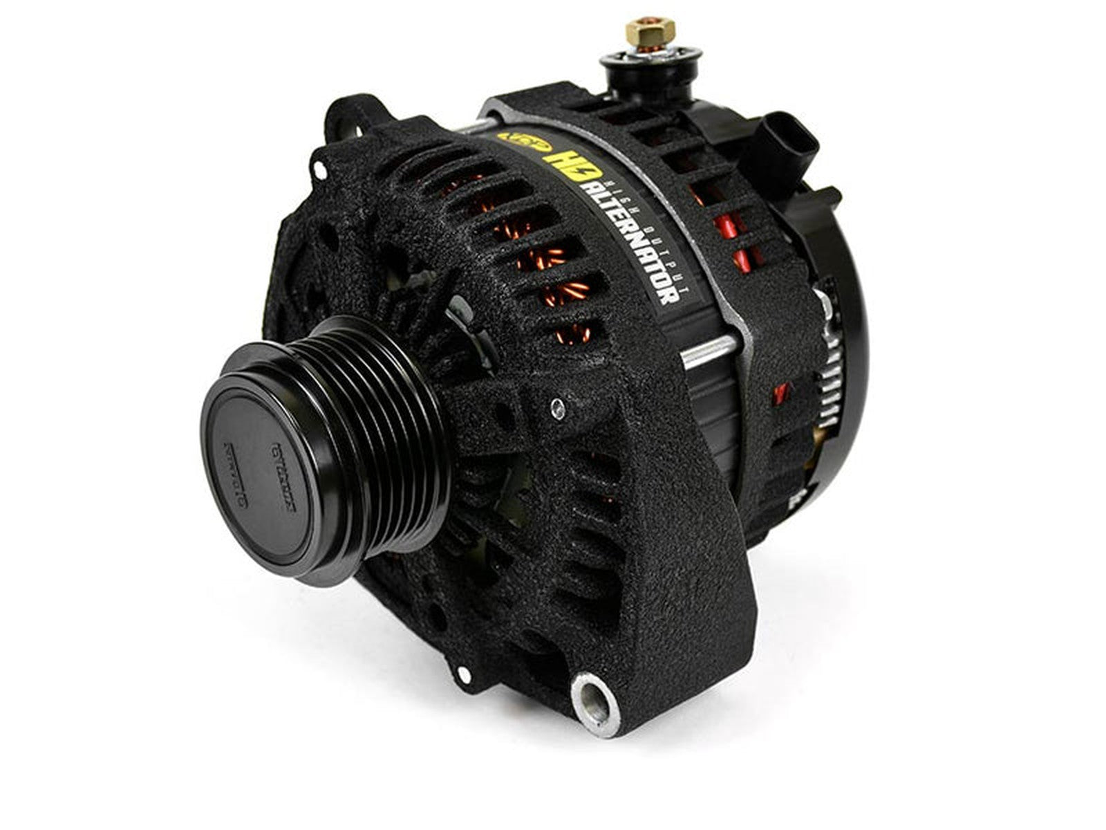 XD350 Heavy Duty High Output Alternator, Wrinkle Black, 2011-2019 GM 6.6L Duramax LML L5P