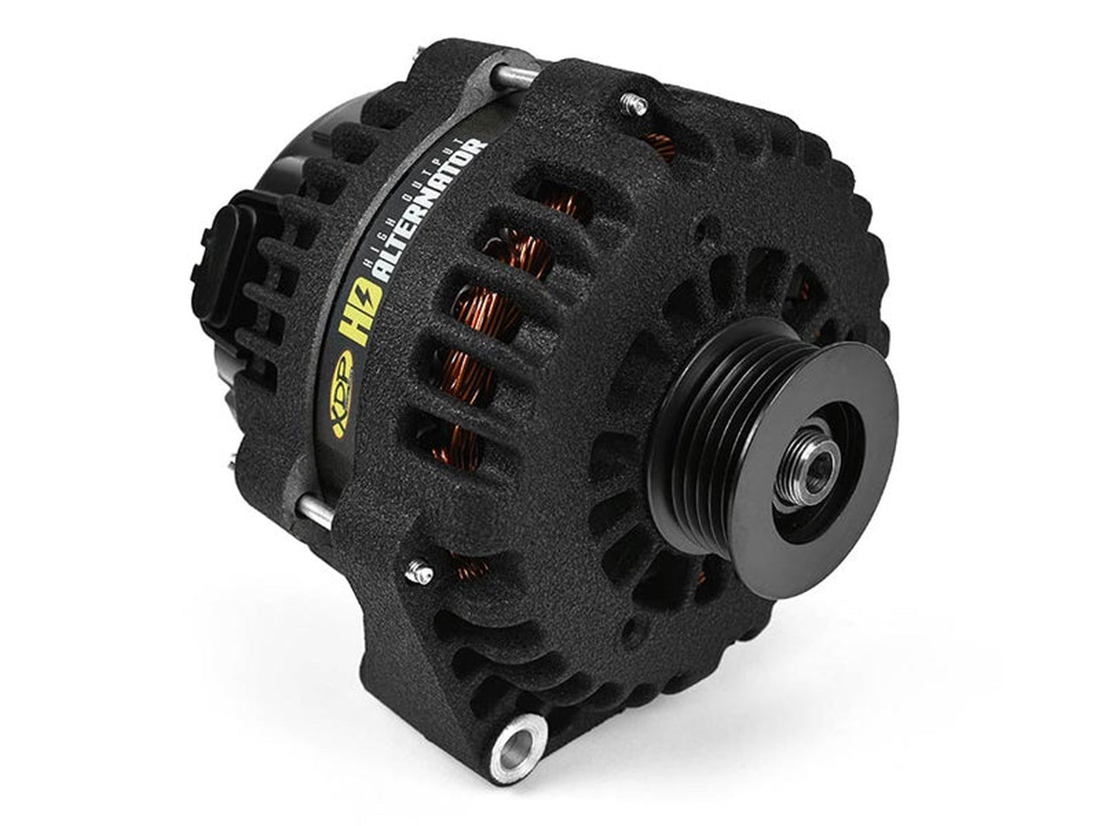 XD355 Heavy Duty High Output Alternator, Wrinkle Black, 2001-2007 GM 6.6L Duramax LB7 LLY LBZ 