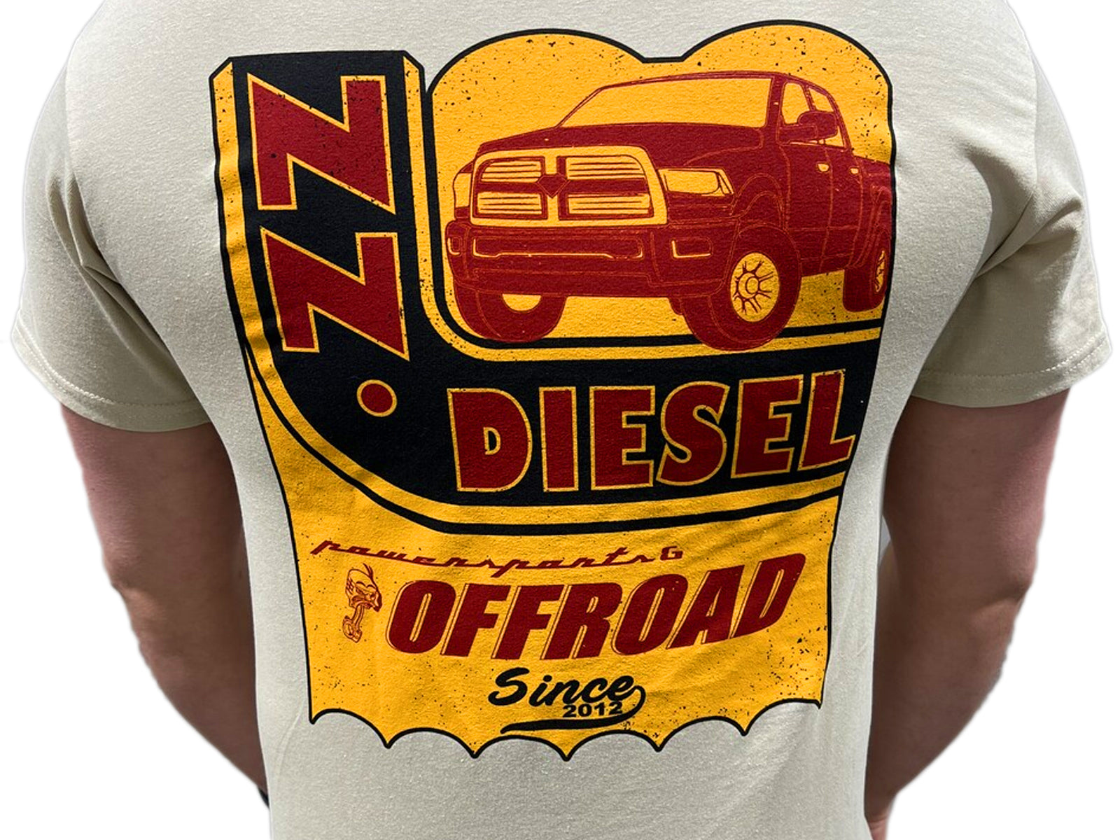 ZZ Diesel, Retro RAM, Sand Color, T-Shirt Back