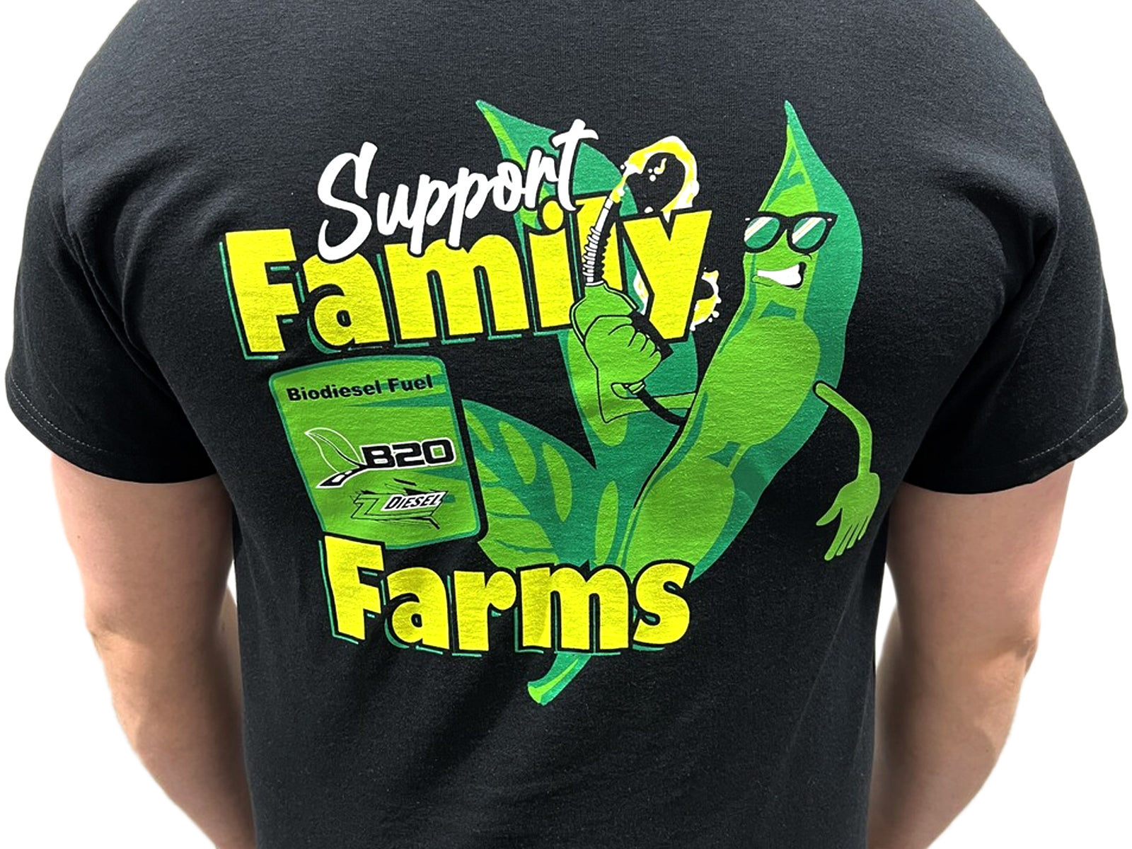 ZZ Diesel, Support Family Farms  T-Shirt Back