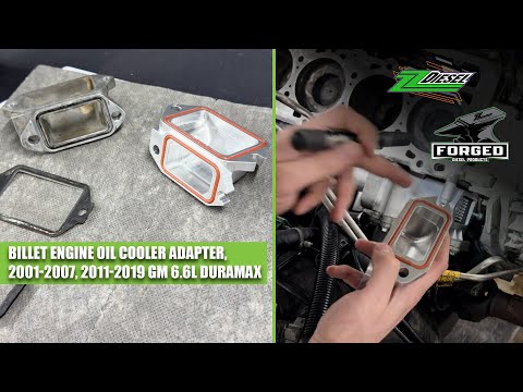 Forged Diesel Billet Engine Oil Cooler Adapter, 2001-2007, 2011-2019 GM 6.6L Duramax LB7 LLY LBZ LML L5P-3