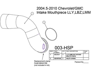 HSP VGT Intake Mouthpiece, 2004.5-2010 Chevrolet / GMC 6.6L Duramax, LLY LBZ LMM
