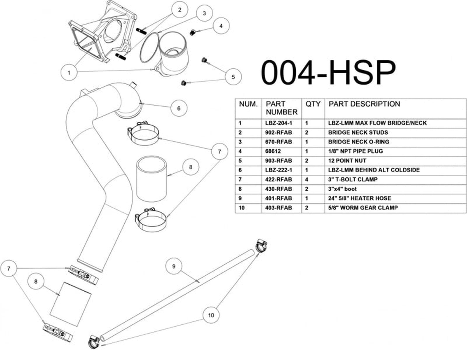 HSP Max Flow Bridge and Cold Side Tube Behind ALT, 2006-2010 Chevrolet / GMC 6.6L Duramax, LBZ LMM - 0