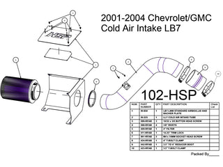 HSP Cold Air Intake, 2001-2004 Chevrolet / GMC 6.6L Duramax LB7