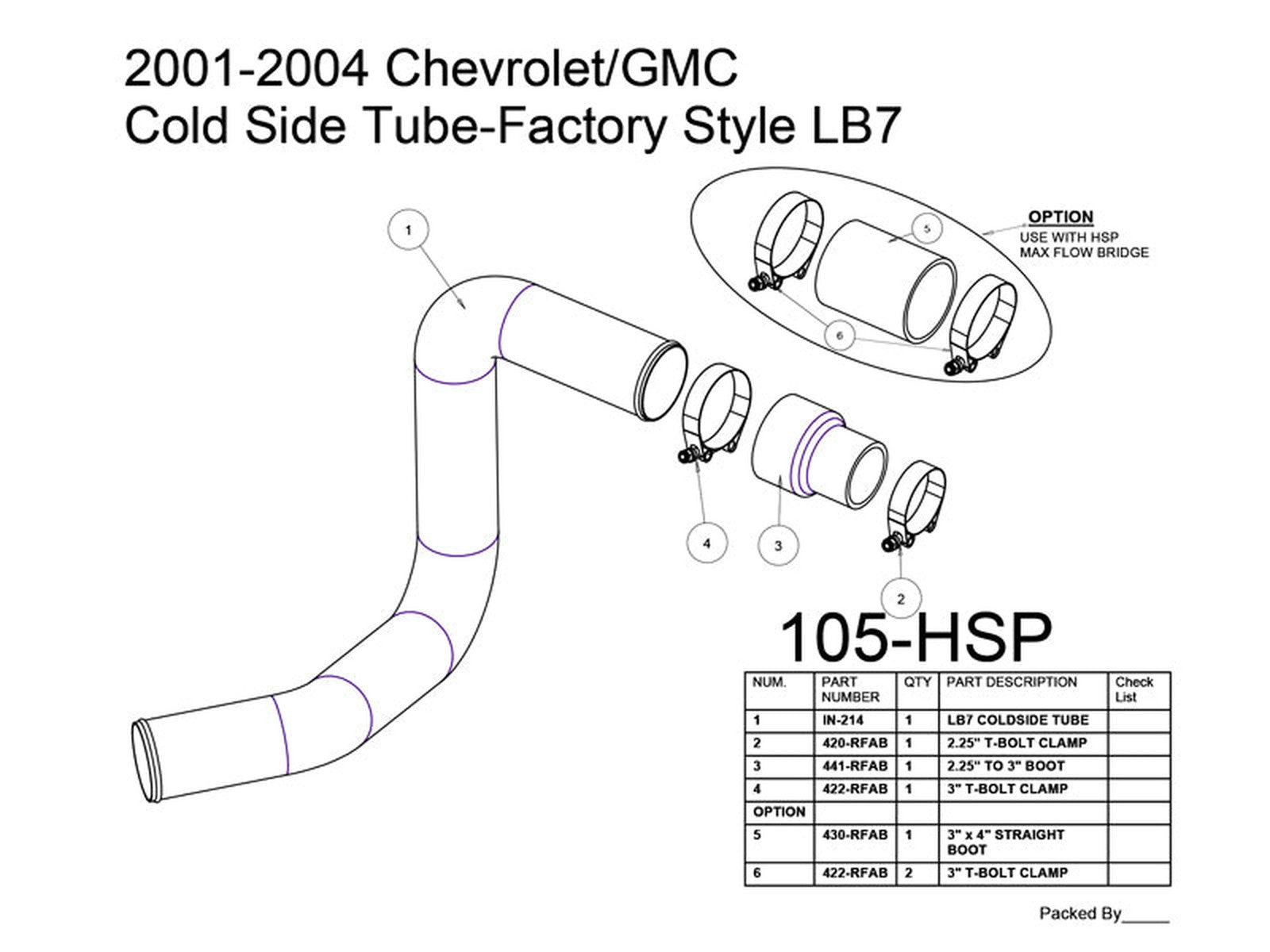 HSP Cold Side Tube - Factory Style, 2003-2004 Chevrolet / GMC 6.6L Duramax LB7