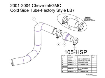 HSP Cold Side Tube - Factory Style, 2003-2004 Chevrolet / GMC 6.6L Duramax LB7 - 0