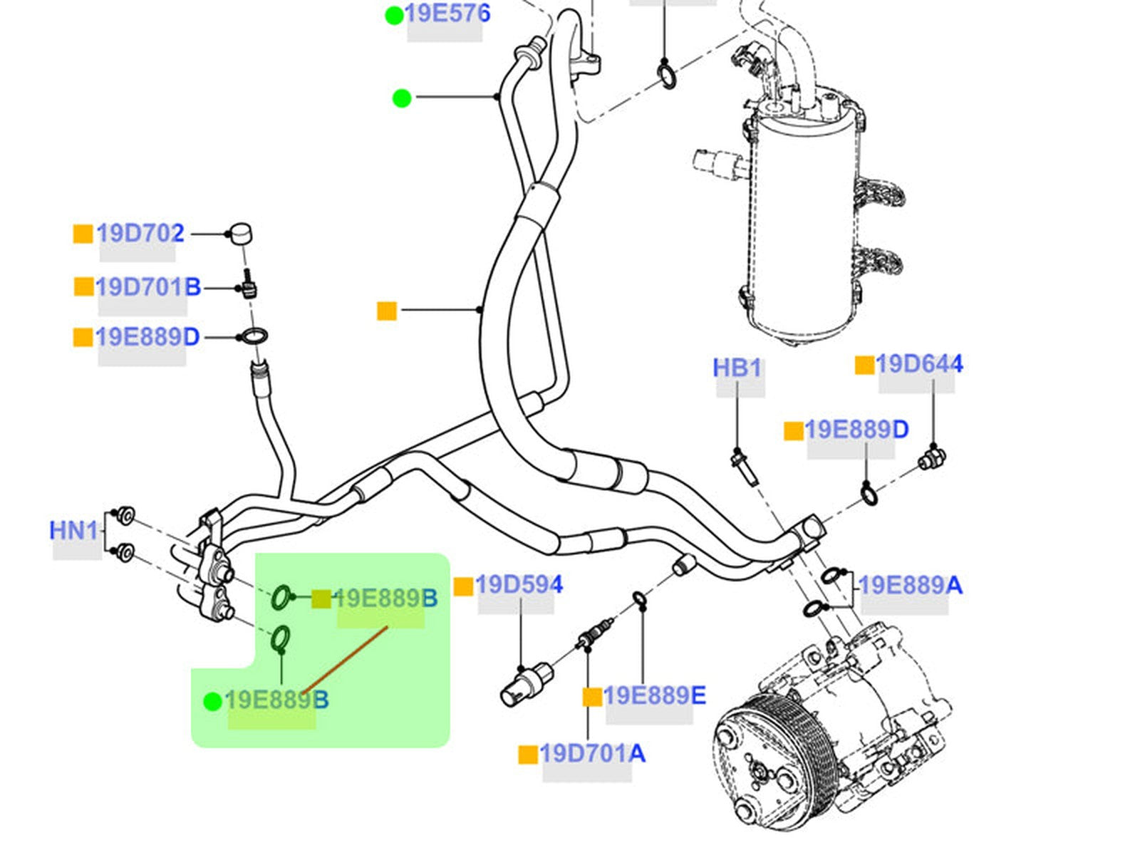 1W1Z-19E889-BB OE Air Conditioning Line O-Ring, 2005-2007 Ford 6.0L Powerstroke