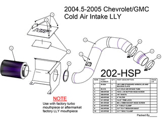 HSP Cold Air Intake, 2004.5-2005 Chevrolet / GMC 6.6L Duramax LLY