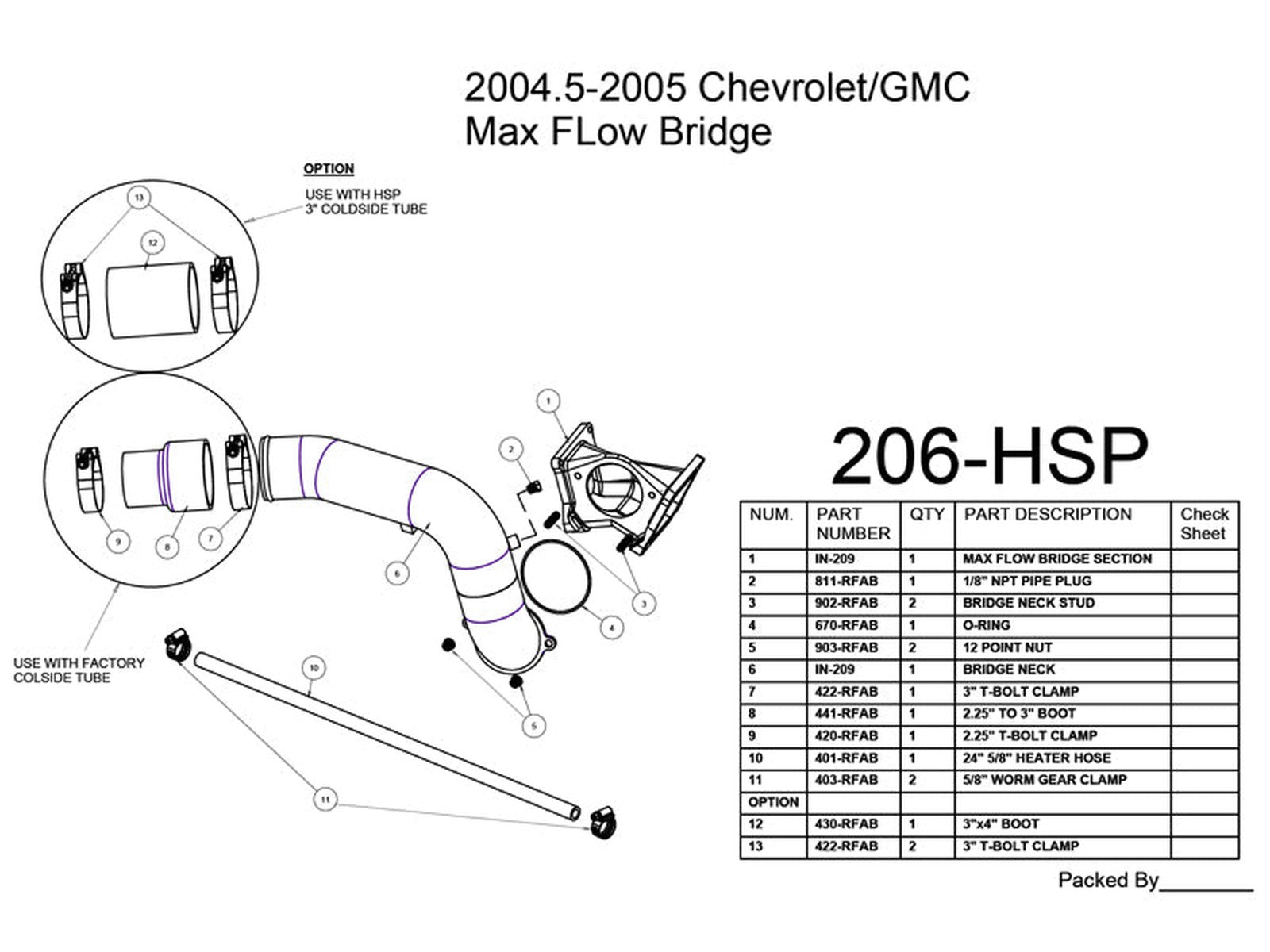 HSP Max Flow Bridge to Factory Cold Side, 2004.5-2005 Chevrolet / GMC 6.6L Duramax LLY - 0