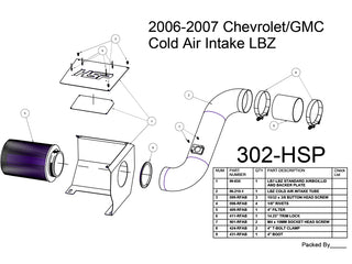 HSP Cold Air Intake, 2006-2007 Chevrolet / GMC 6.6L Duramax LBZ