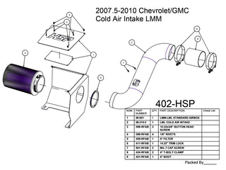 HSP Cold Air Intake, 2007.5-2010 Chevrolet / GMC 6.6L Duramax LMM