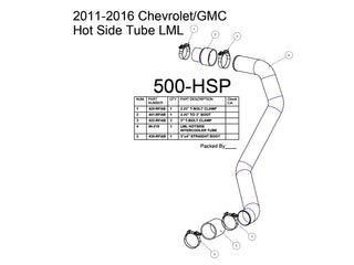 HSP Hot Side Tube, 2011-2016 Chevrolet / GMC 6.6L Duramax LML