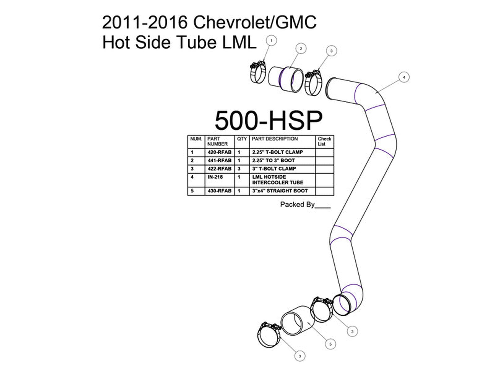 HSP Hot Side Tube, 2011-2016 Chevrolet / GMC 6.6L Duramax LML - 0