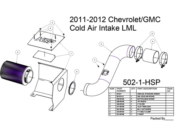 HSP Cold Air Intake, 2011-2012 Chevrolet / GMC 6.6L Duramax LML