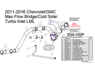 HSP MAX Flow Bridge/ Cold Side Tube/ Turbo Inlet, 2011-2016 Chevrolet / GMC 6.6L Duramax LML