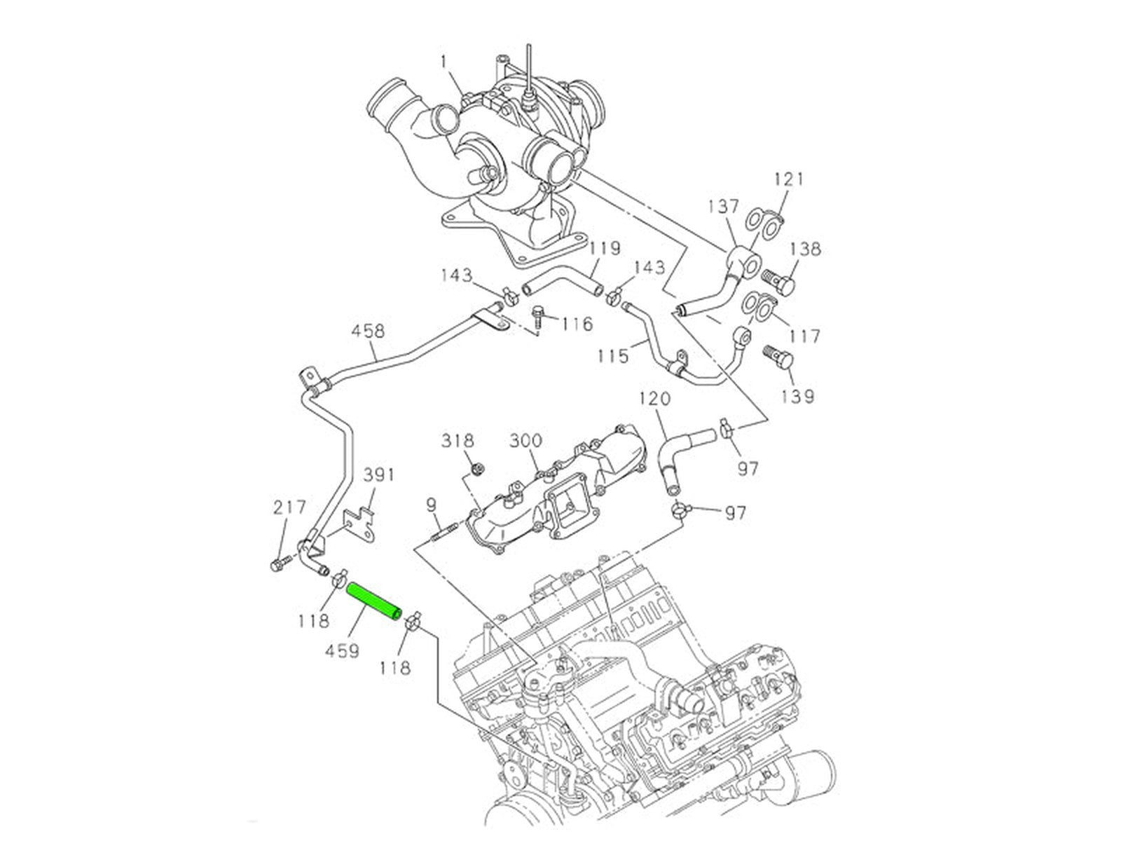 94013117 OE Turbocharge Coolant Return Hose, 2004.5-2005 GM 6.6L Duramax LLY