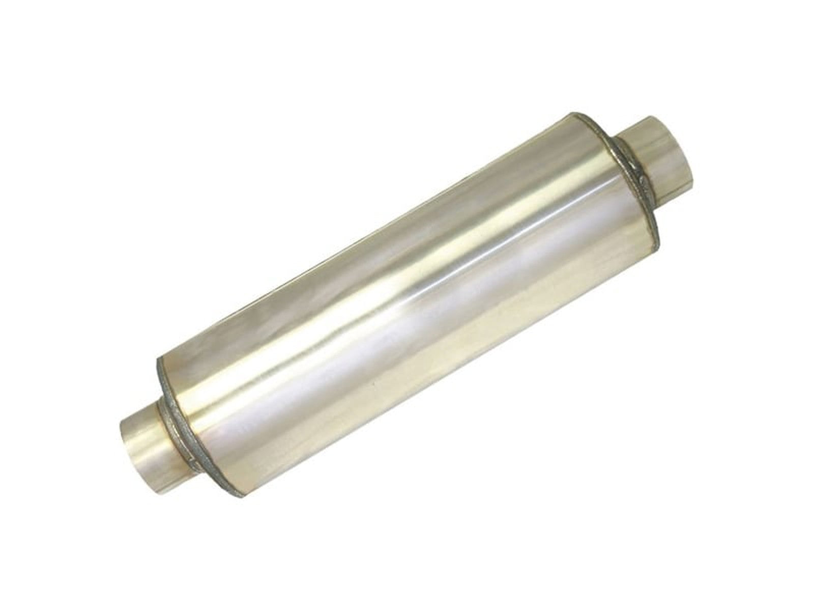 Stainless Steel 8" x 23" Round Muffler, 5" In x 5" Out, 29" Overall Length, Fiberglass Packed Perforated Core, Universal