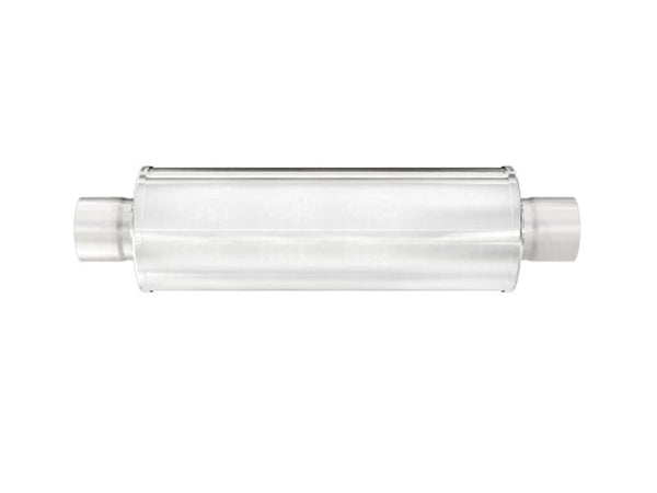 Stainless Steel 8" x 23" Round Muffler, 4" In x 4" Out, 30" Overall Length, Fiberglass Packed Perforated Core, Universal