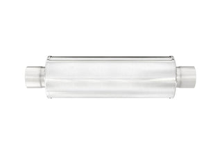 Stainless Steel 8" x 23" Round Muffler, 5" In x 5" Out, 30" Overall Length, Fiberglass Packed Perforated Core, Universal
