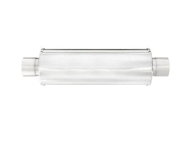 Stainless Steel 8" x 23" Round Muffler, 5" In x 5" Out, 30" Overall Length, Fiberglass Packed Perforated Core, Universal