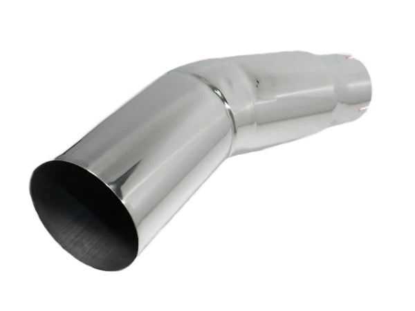 Turn Out Clamp On Exhaust Tip, Polished 304 Stainless, 4" Inlet, 5" Outlet, 22" Length, Universal